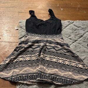 Ambiance Black and Tan Geometric Dress